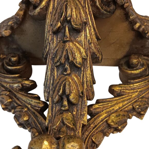 Vintage Wall Shelf Gold Ornate Italian Rococo Hollywood Regency Plastic 9x8x4.5 - Picture 9 of 16